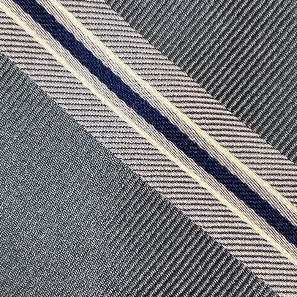 FAÇONNABLE Faconnable Men’s Silk Tie Necktie Diagonal Stripes Gray Blue White - Picture 6 of 6